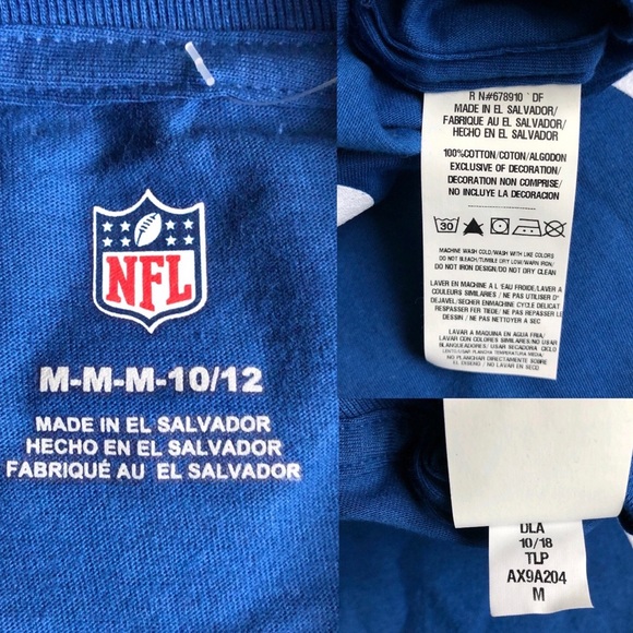 NEW NFL Indianapolis Colts T Shirt FOR THE SHOE Blue Medium 10-12 Youth Boy’s - Picture 7 of 16